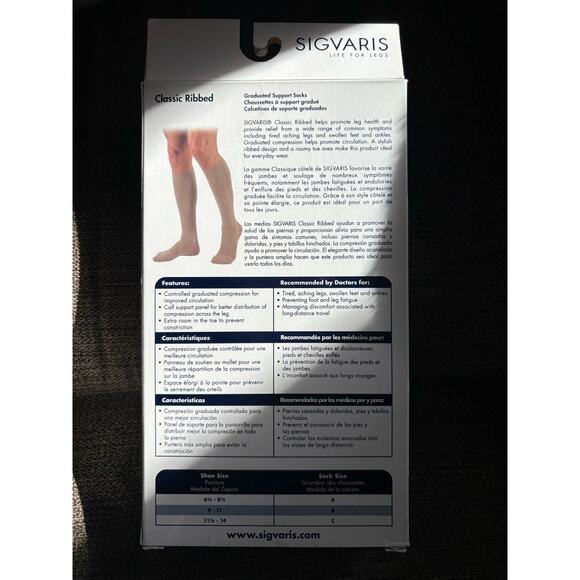 Sigvaris Life For Legs Mens Size C Charcoal Classic Ribbed Support Stockings - Picture 4 of 6